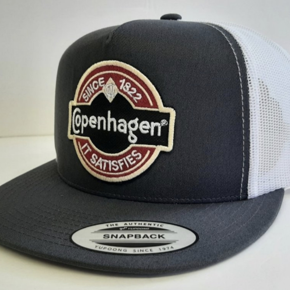 Copenhagen Grey White Yupoong Flat Bill Snuff Dip Chew Chaw American Classic Fas - Picture 3 of 5